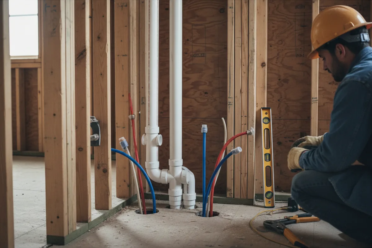 Drain and supply rough-in during Drain Cleaning in South Walpole