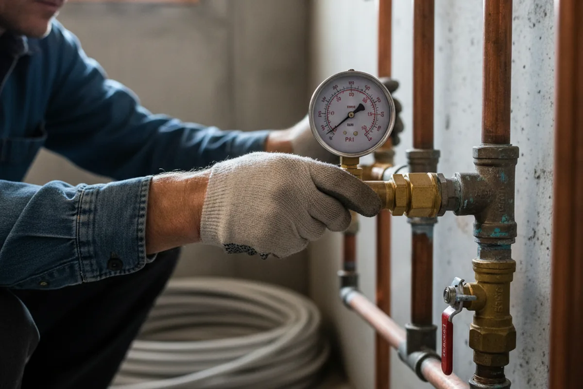 Pressure testing a repaired line during Water Line Repair in South Walpole
